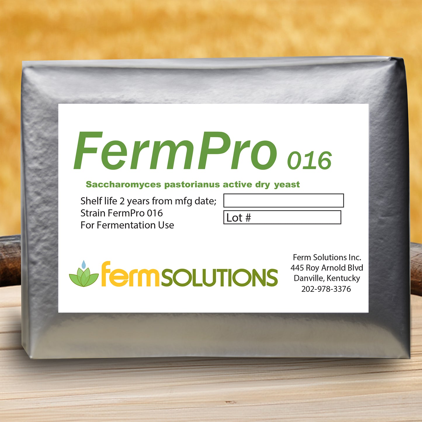 A package of FermPro 016 active dry yeast
