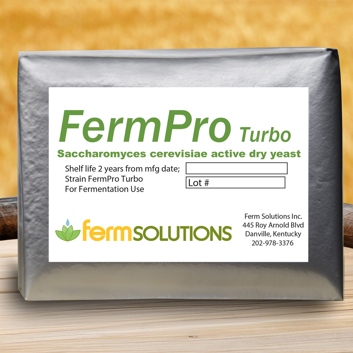 A package of FermPro Turbo active dry yeast