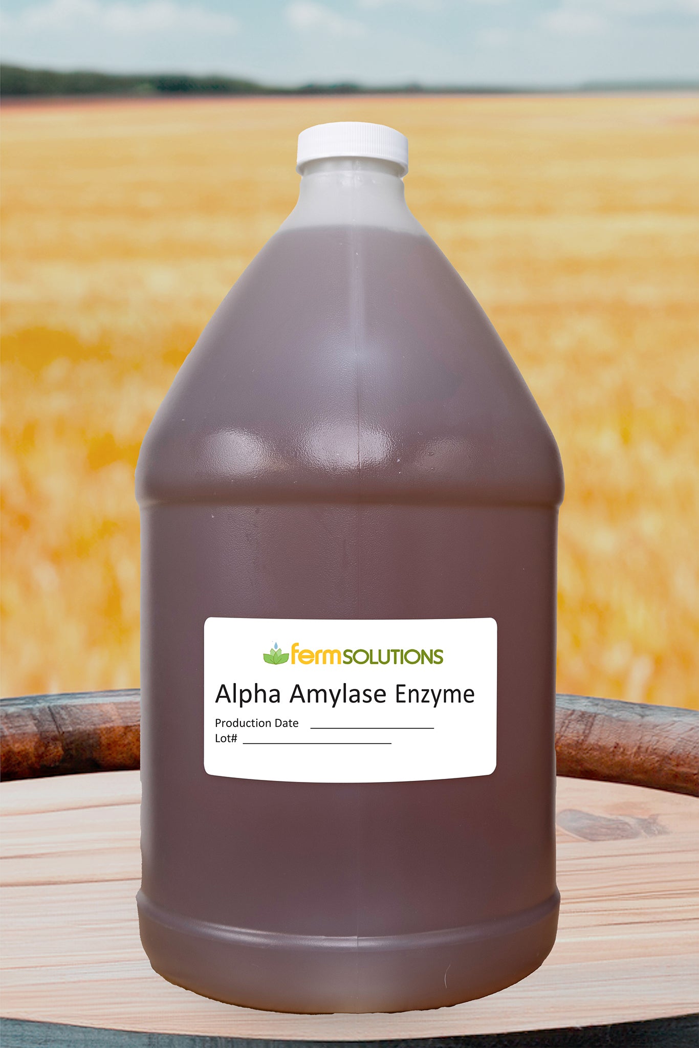 Gallon jug of Alpha Amylase enzyme